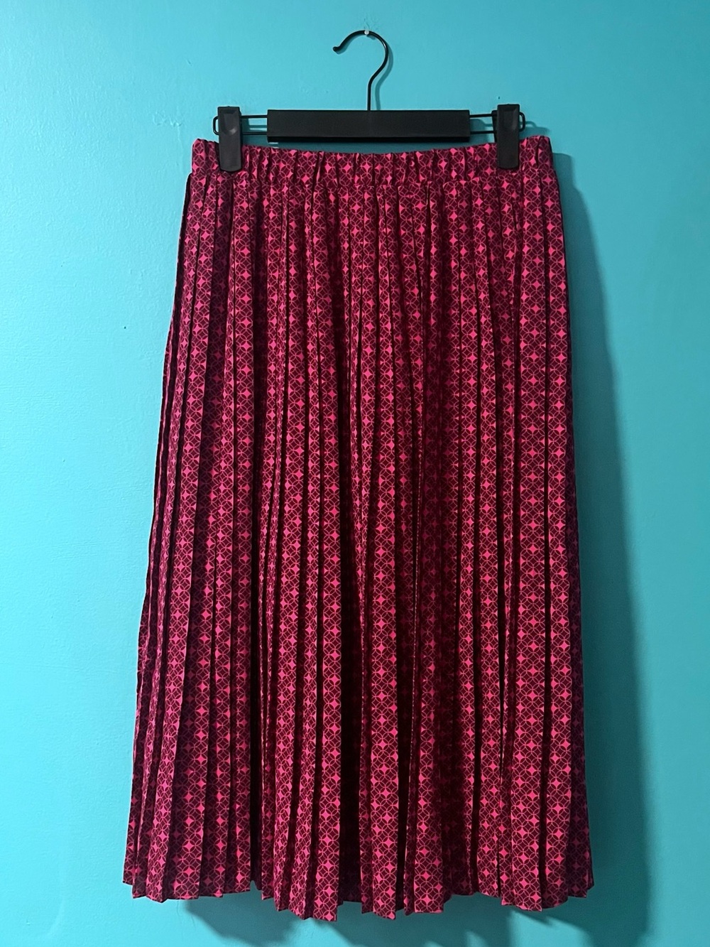 Banana Republic XS Pink Abstract Print Pleated Elastic Waist Skirt